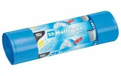 Papstar Sac à Ordures Ménagères 120 L, 25 Pièce/s, Bleu Clair - Sacs Poubelle